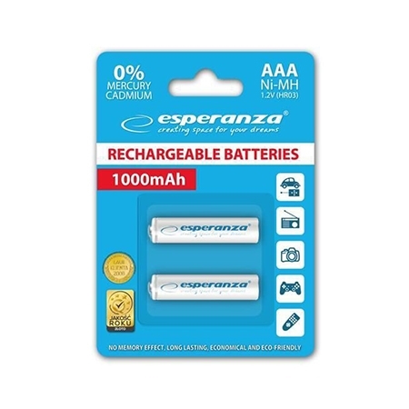 Punjive baterije ESPERANZA RECHARGEABLE Ni-MH AAA 1000MAH 2kom. white, EZA101W