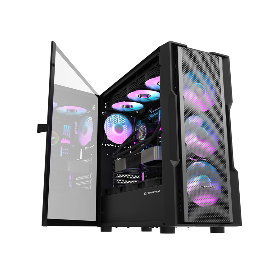 Kućište gaming RAMPAGE INFINITY MESH 4*ARGB Fan Magnetic Tempered Glass E-ATX Mid-T