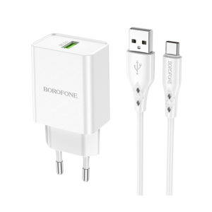 USB punjač sa kablom 1m USB to Type-C 1m BOROFONE BN5 Sunlight single port QC3.0 set white
