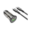 Auto Punjač sa kablom 1m Type-C to iPhone/lightning BOROFONE BZ26A Shadow PD43W USB + Type-C car set transparent black