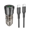 Auto Punjač sa kablom 1m Type-C to Type-C BOROFONE BZ25 Journey PD38W USB + Type-C car set transparent black