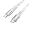 USB kabal BOROFONE BX96 Ice crystal 60W, 3A silicone charging data cable 1m, Type-C to Type-C gray