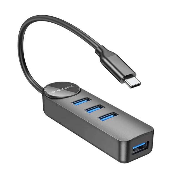 USB HUB Type-C BOROFONE DH5 Erudite 4 port black, USB3.0