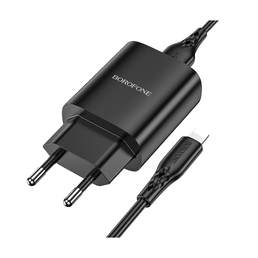 BOROFONE PUNJAČ BN1 INNOVATIVE - USB - 2,1A SA USB NA LIGHTNING CRNI