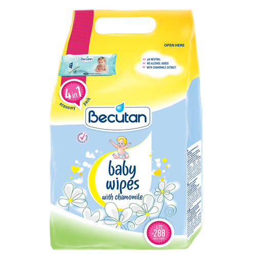BECUTAN baby vlazne maramice 4x72 4103 4076