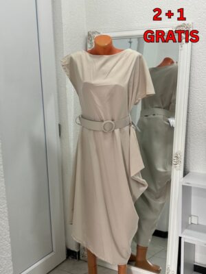 Asymmetrical Belted Midi Haljina