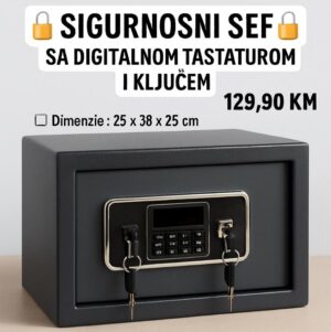 Sef za novac i oružje 25x38x25cm DIGITALNA BRAVA 2 ključa